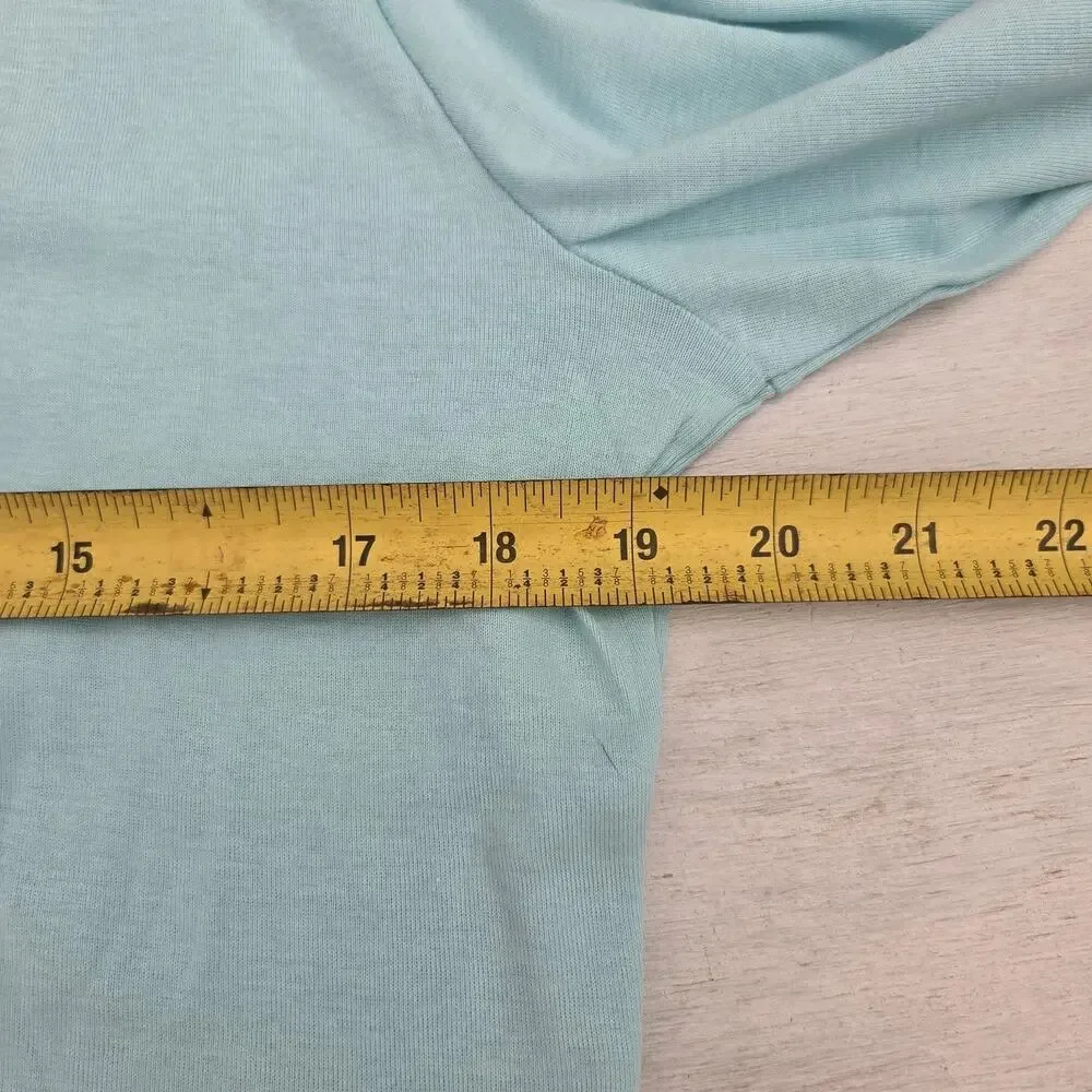 Talbots Womens Size XL Petite Blue 3/4 Sleeve Round Neck Top Pima Cotton